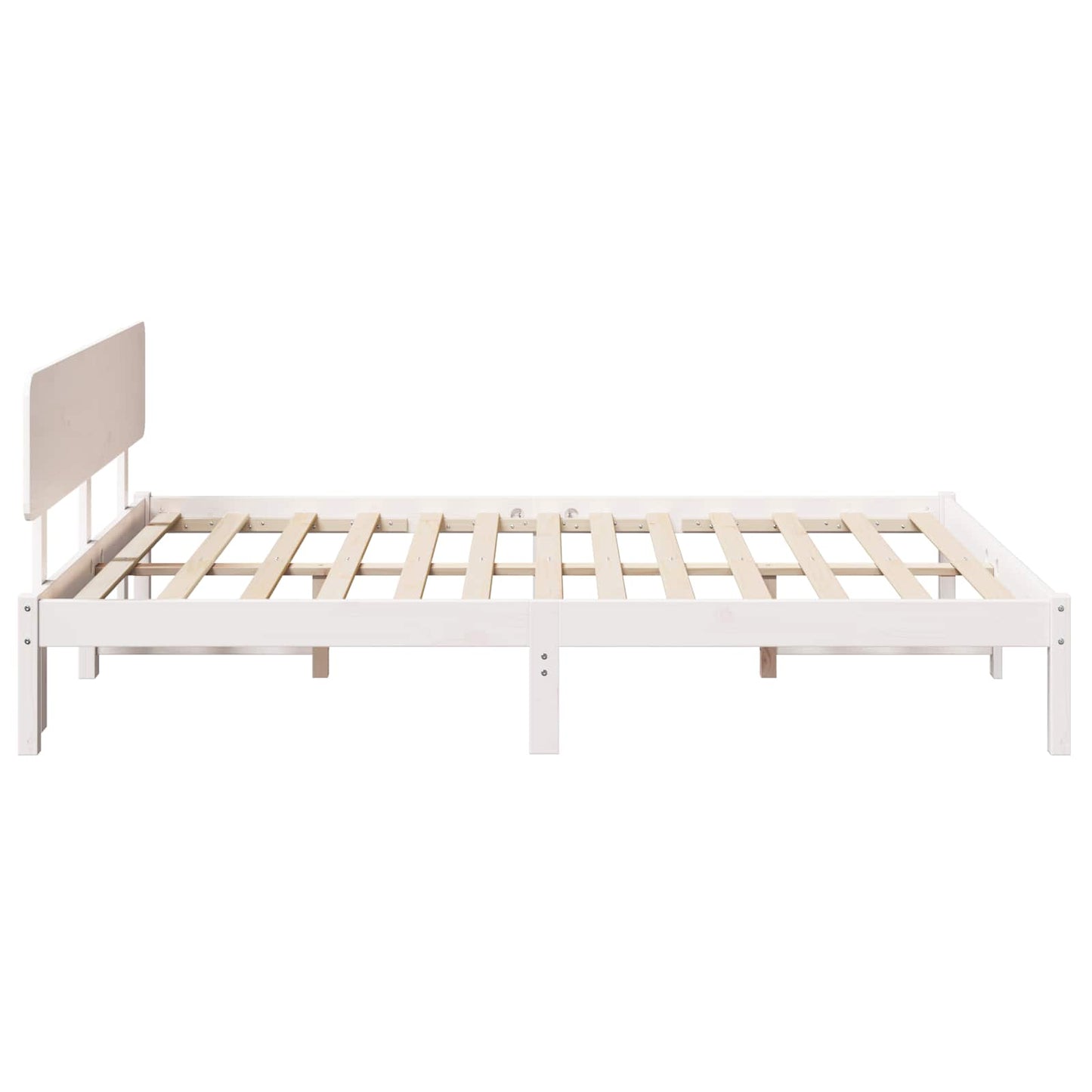vidaXL Bed Frame with Headboard White 140 x 200 cm Solid Pine Wood