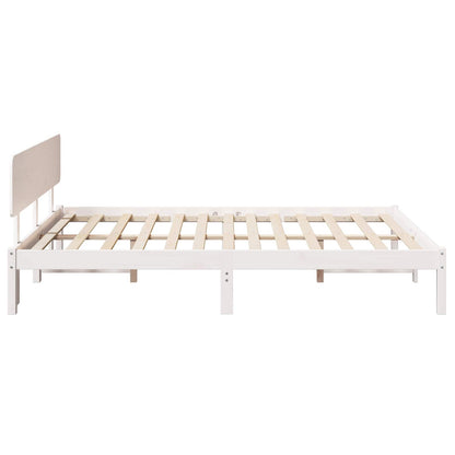 vidaXL Bed Frame with Headboard White 140 x 200 cm Solid Pine Wood
