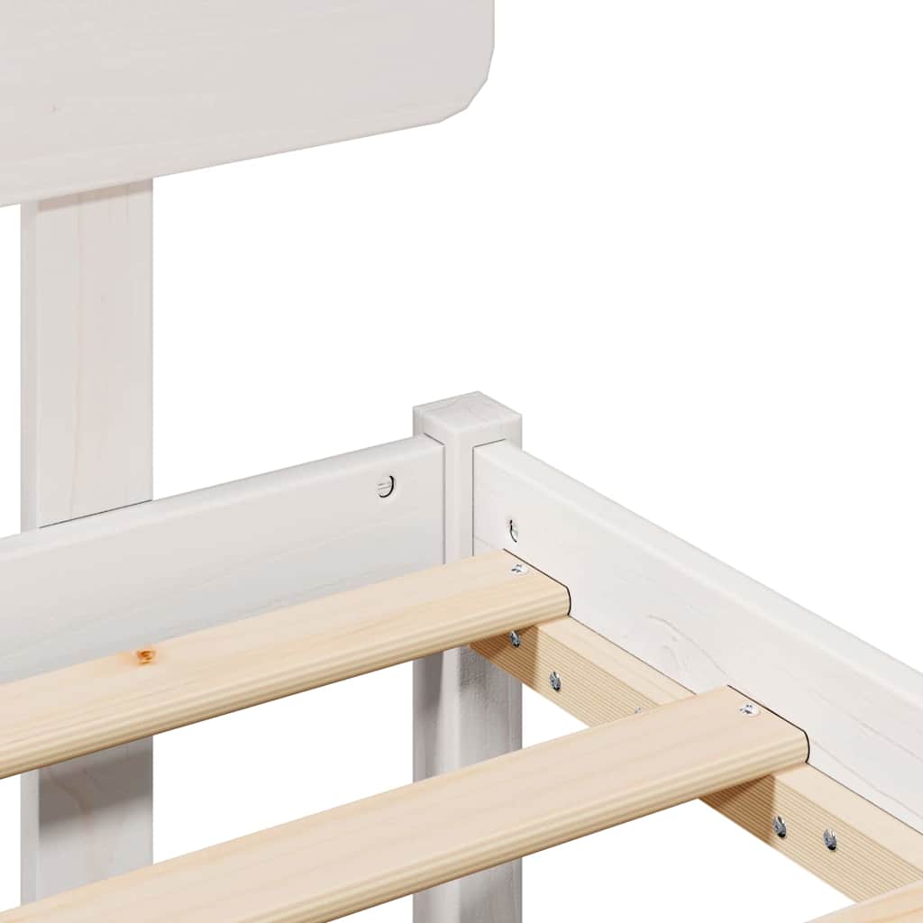vidaXL Bed Frame with Headboard White 120 x 200 cm Solid Pine Wood