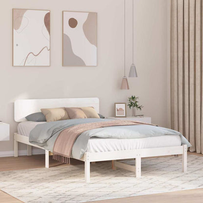 vidaXL Bed Frame with Headboard White 120 x 200 cm Solid Pine Wood