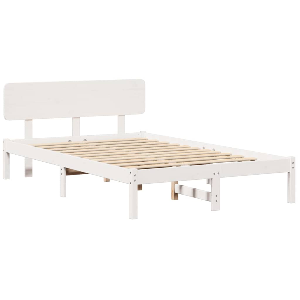 vidaXL Bed Frame with Headboard White 120 x 200 cm Solid Pine Wood
