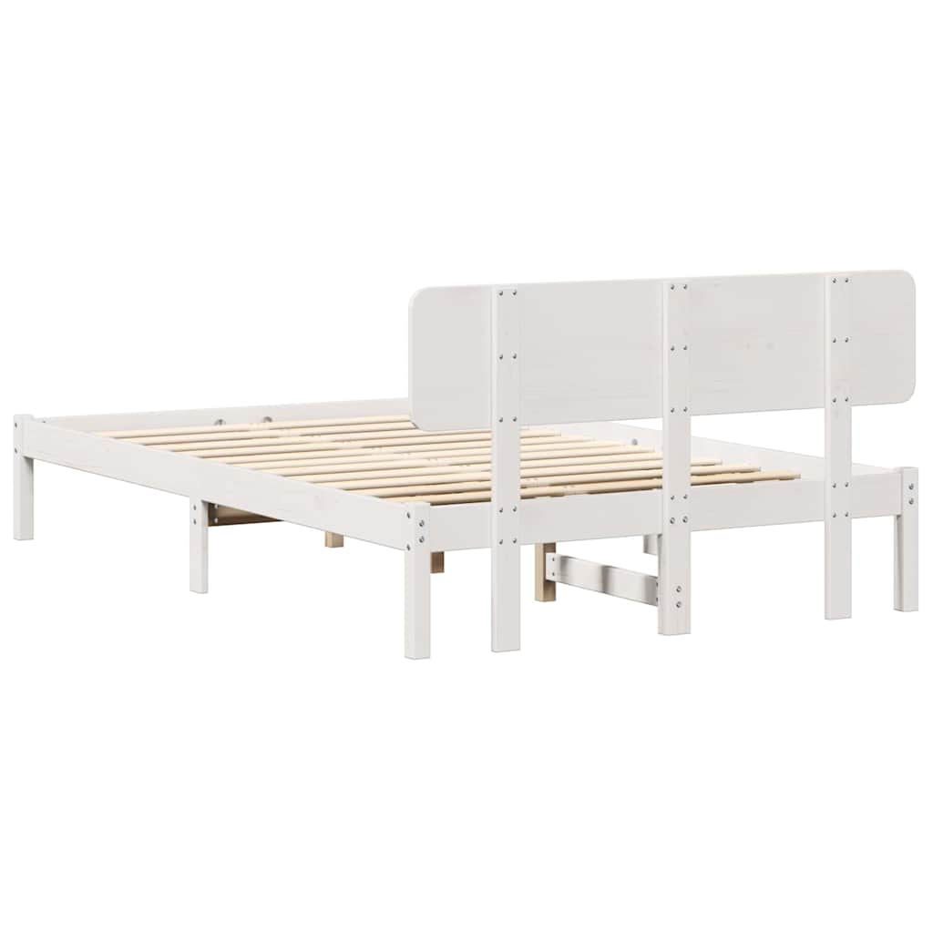 vidaXL Bed Frame with Headboard White 120 x 200 cm Solid Pine Wood
