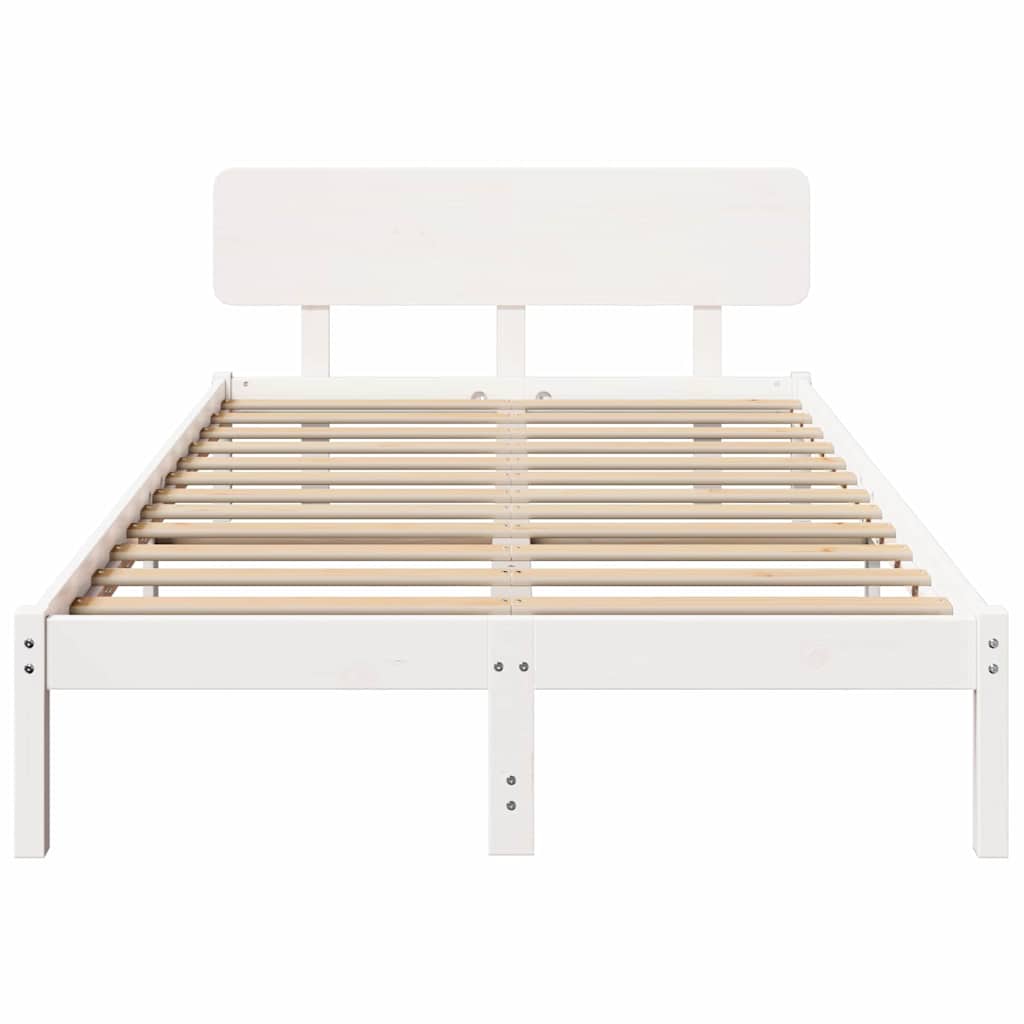 vidaXL Bed Frame with Headboard White 120 x 200 cm Solid Pine Wood