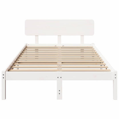 vidaXL Bed Frame with Headboard White 120 x 200 cm Solid Pine Wood