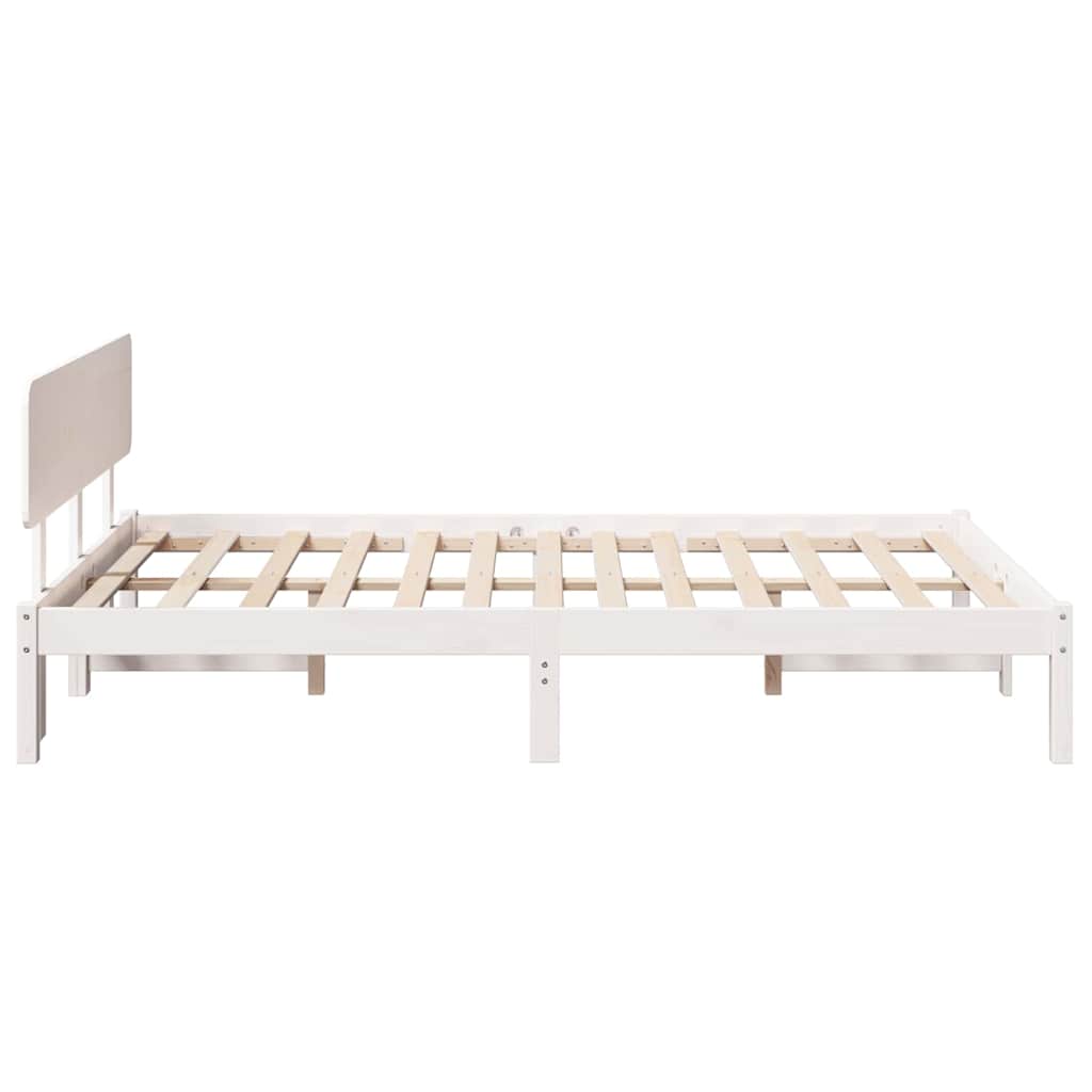 vidaXL Bed Frame with Headboard White 120 x 200 cm Solid Pine Wood