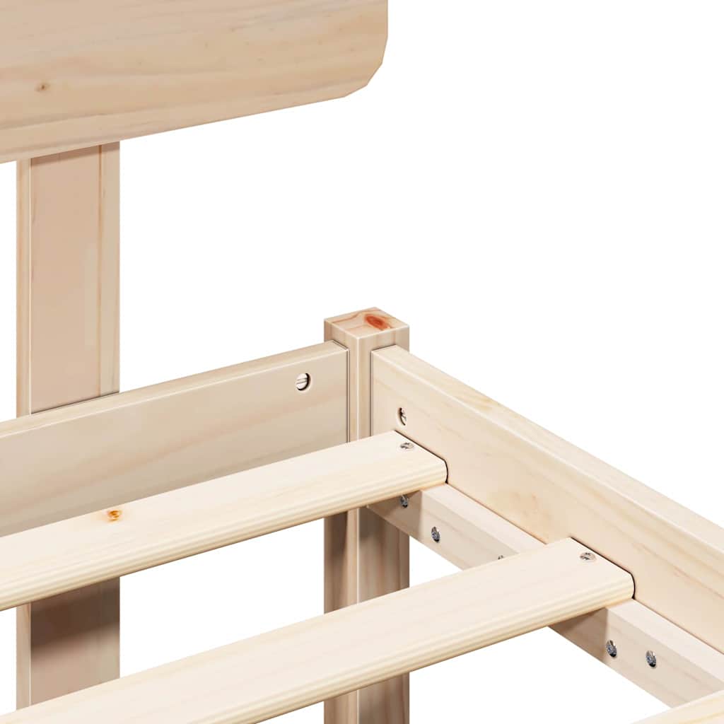 vidaXL Bed Frame with Headboard Natural 140 x 190 cm Solid Pine Wood