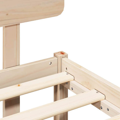 vidaXL Bed Frame with Headboard Natural 140 x 190 cm Solid Pine Wood