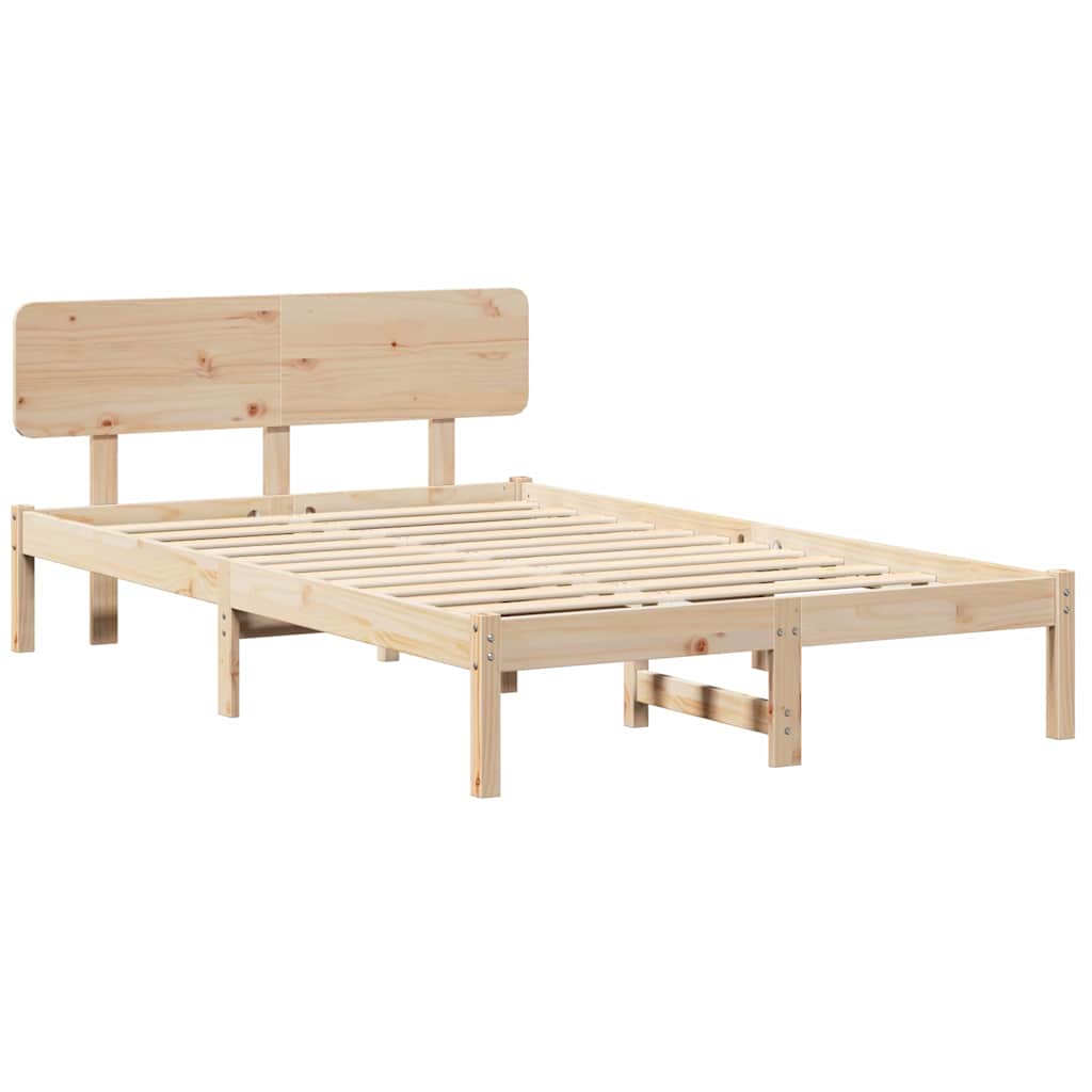 vidaXL Bed Frame with Headboard Natural 140 x 190 cm Solid Pine Wood