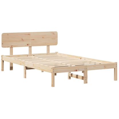 vidaXL Bed Frame with Headboard Natural 140 x 190 cm Solid Pine Wood