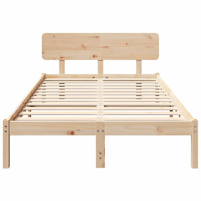 vidaXL Bed Frame with Headboard Natural 140 x 190 cm Solid Pine Wood