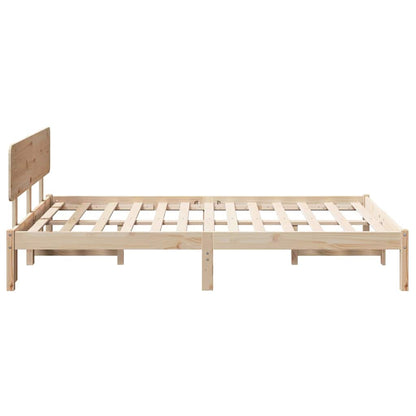 vidaXL Bed Frame with Headboard Natural 140 x 190 cm Solid Pine Wood