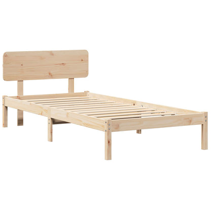 vidaXL Bed Frame with Headboard Natural 100 x 200 cm Solid Pine Wood