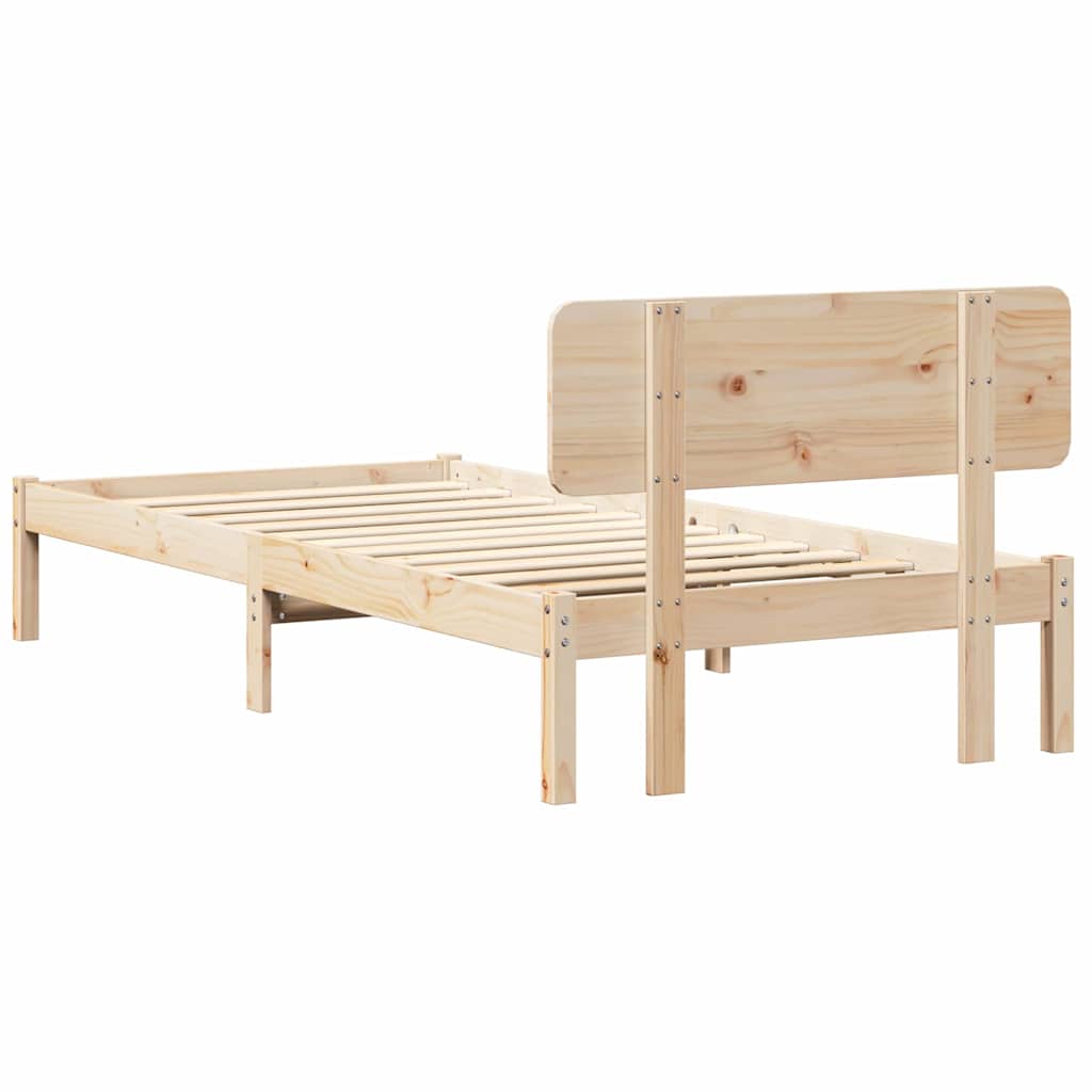 vidaXL Bed Frame with Headboard Natural 90 x 200 cm Solid Pine Wood