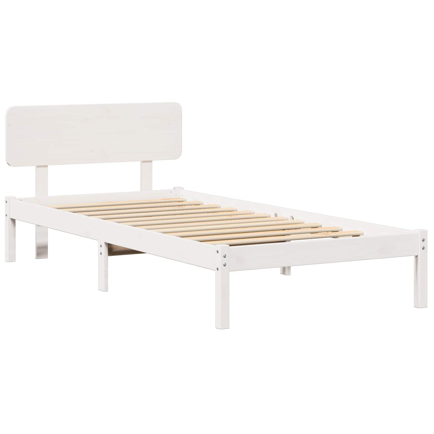 vidaXL Bed Frame with Headboard White 90 x 200 cm Solid Pine Wood