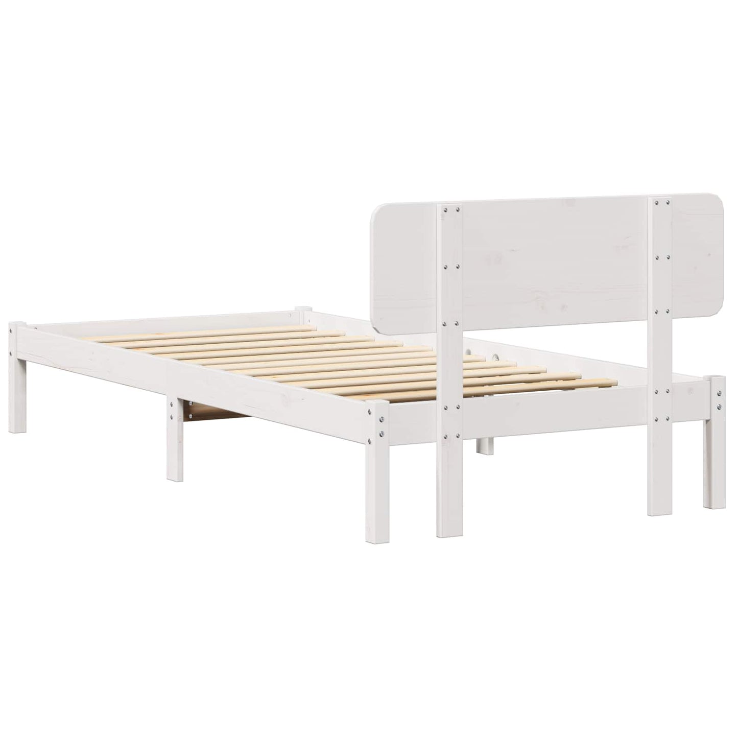 vidaXL Bed Frame with Headboard White 90 x 200 cm Solid Pine Wood