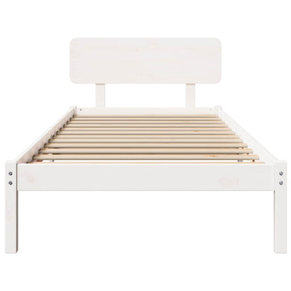vidaXL Bed Frame with Headboard White 90 x 200 cm Solid Pine Wood
