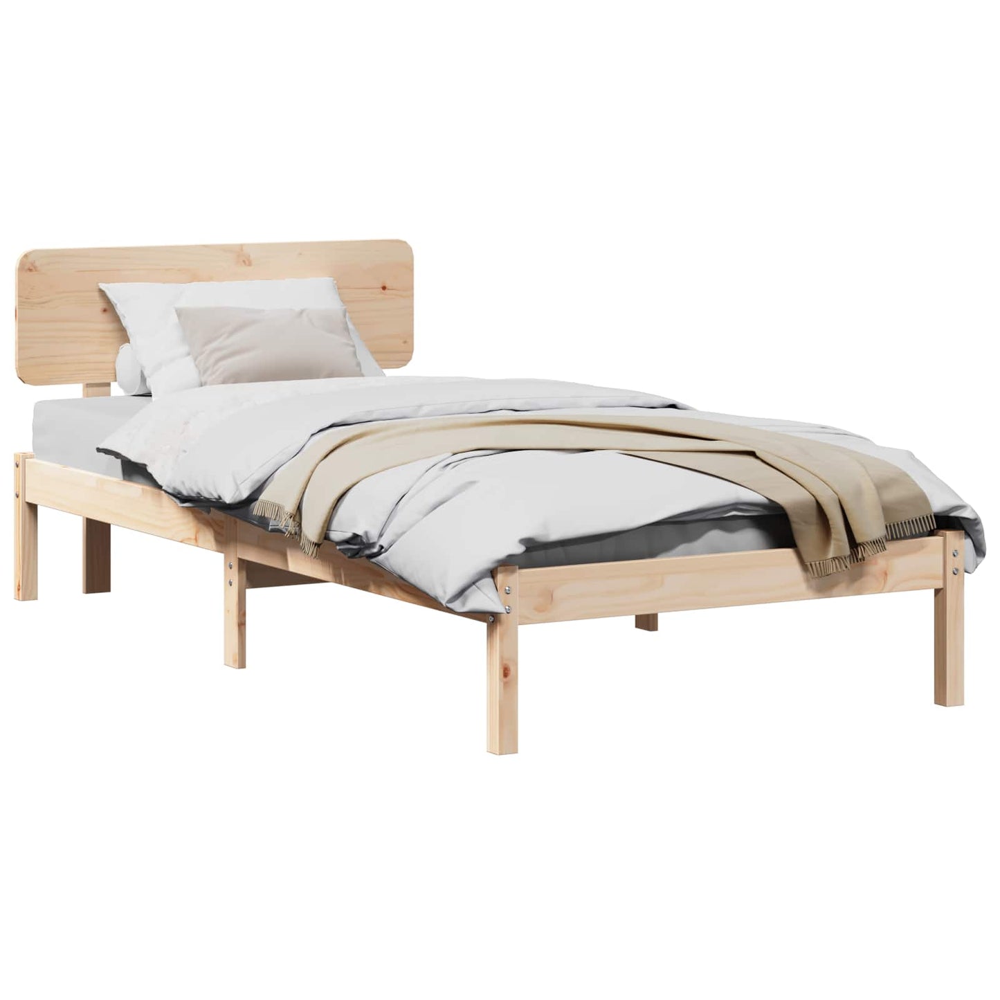 vidaXL Bed Frame with Headboard Natural 80 x 200 cm Solid Pine Wood