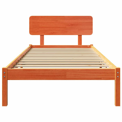 vidaXL Bed Frame with Headboard Wax Brown 90 x 190 cm Solid Pine Wood