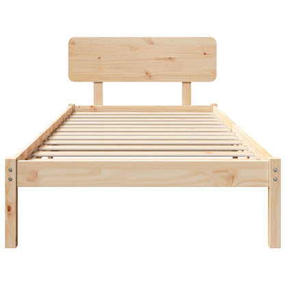 vidaXL Bed Frame with Headboard Natural 75 x 190 cm Solid Pine Wood