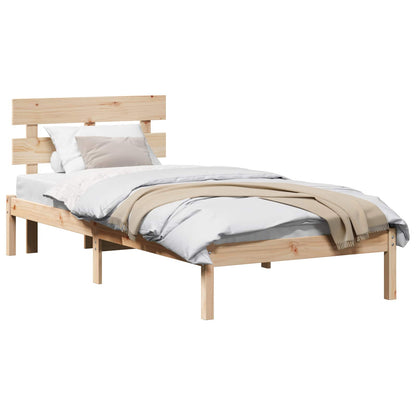 vidaXL Bed Frame with Headboard Brown 80 x 200 cm Solid Pine wood