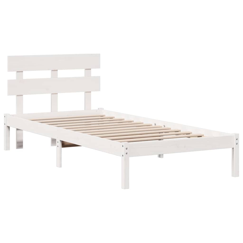 vidaXL Bed Frame with Headboard White 80 x 200 cm Solid Pine wood
