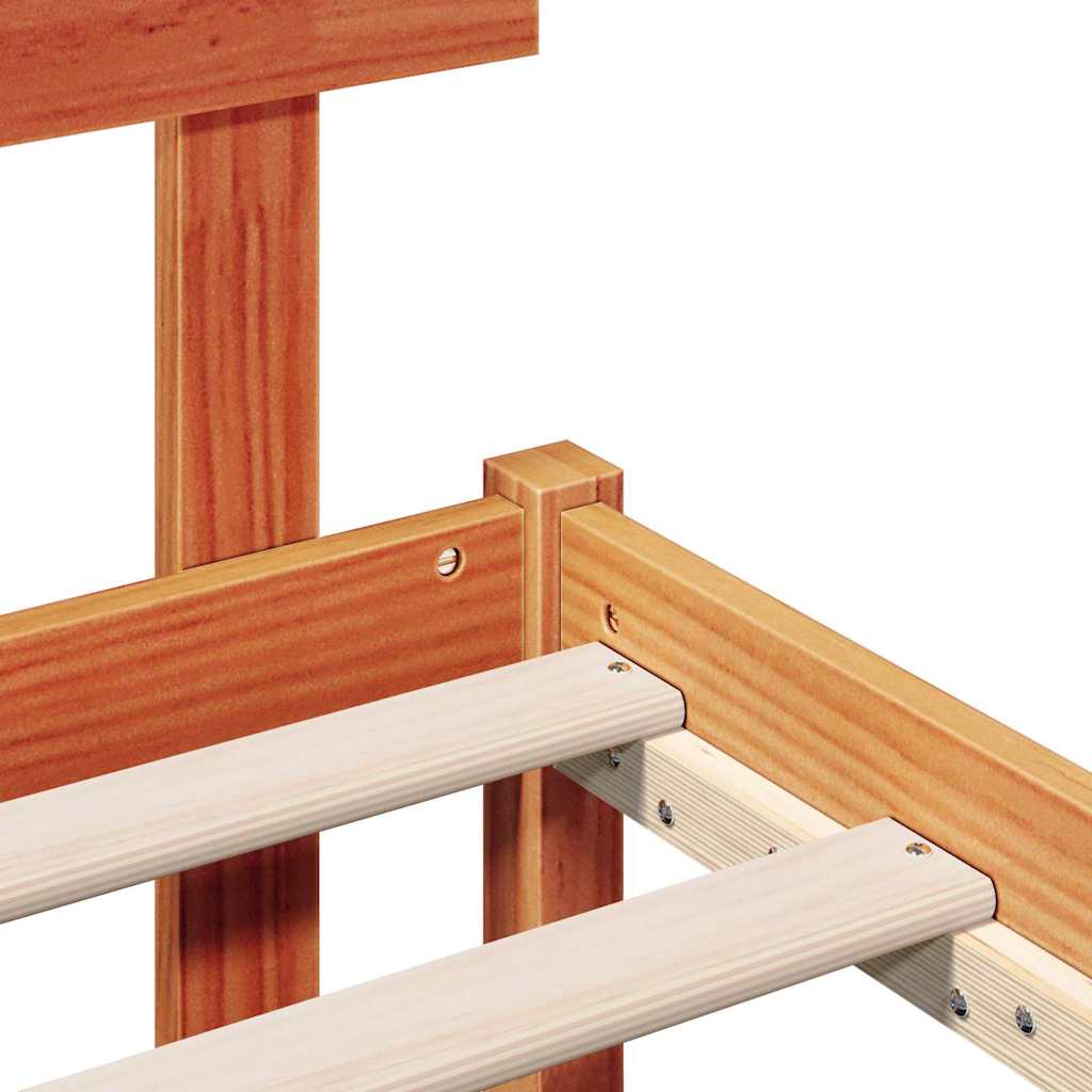 vidaXL Bed Frame with Headboard Brown 80 x 200 cm Solid Pine wood