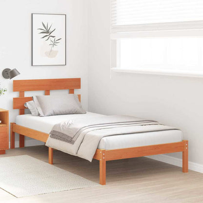 vidaXL Bed Frame with Headboard Brown 80 x 200 cm Solid Pine wood