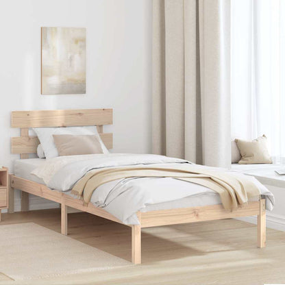 vidaXL Bed Frame with Headboard Brown 90 x 200 cm Solid Pine wood