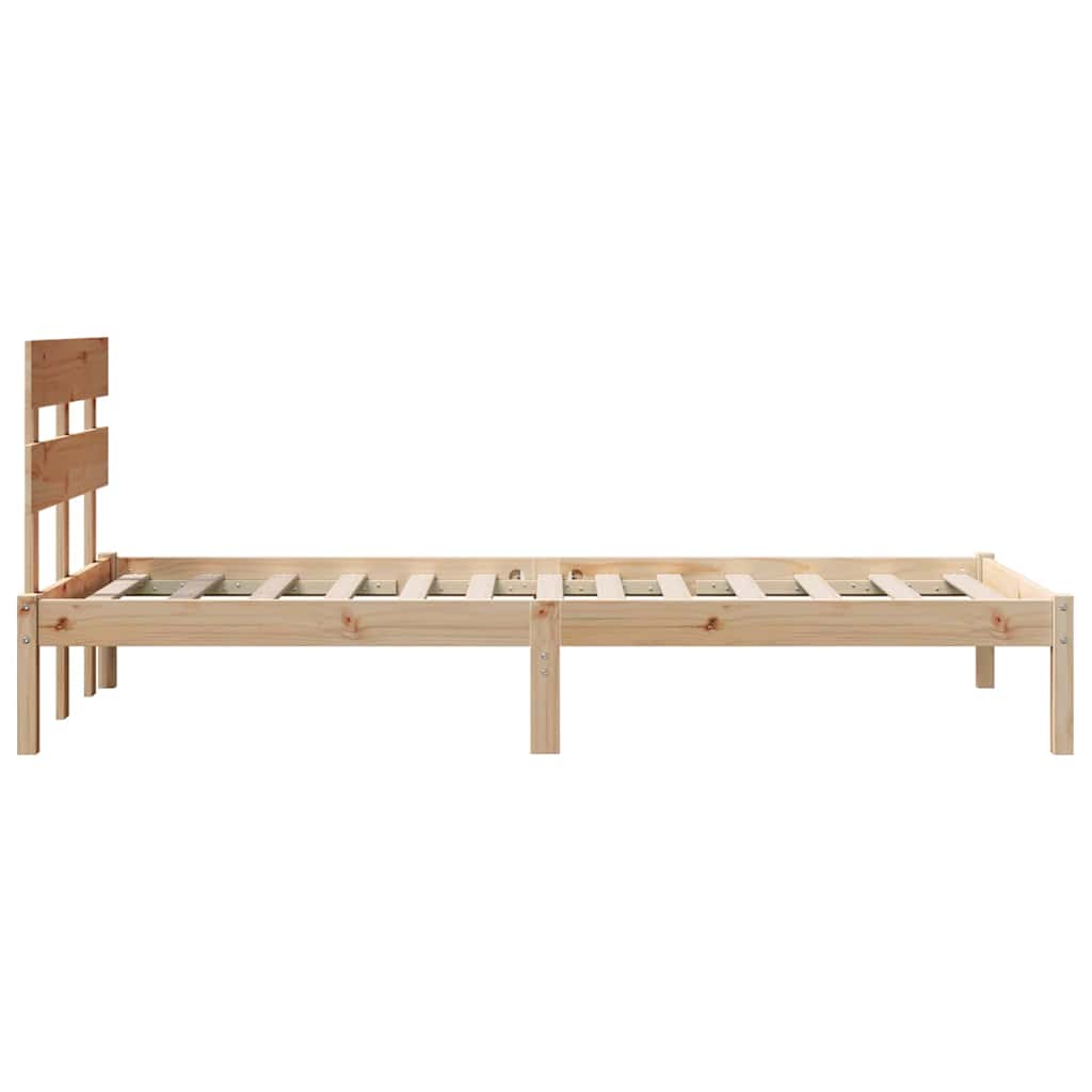 vidaXL Bed Frame with Headboard Brown 90 x 200 cm Solid Pine wood