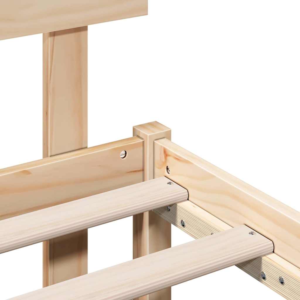 vidaXL Bed Frame with Headboard Brown 100 x 200 cm Solid Pine wood