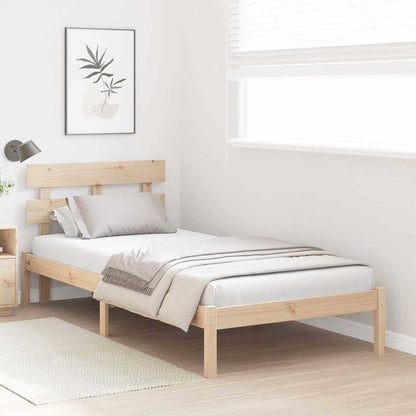 vidaXL Bed Frame with Headboard Brown 100 x 200 cm Solid Pine wood