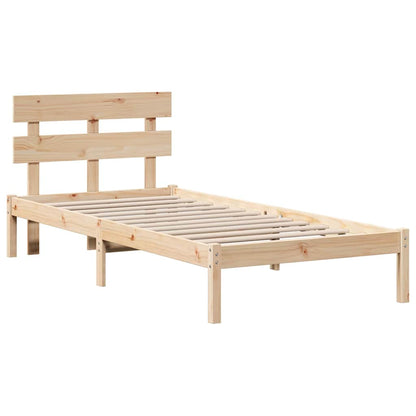 vidaXL Bed Frame with Headboard Brown 100 x 200 cm Solid Pine wood
