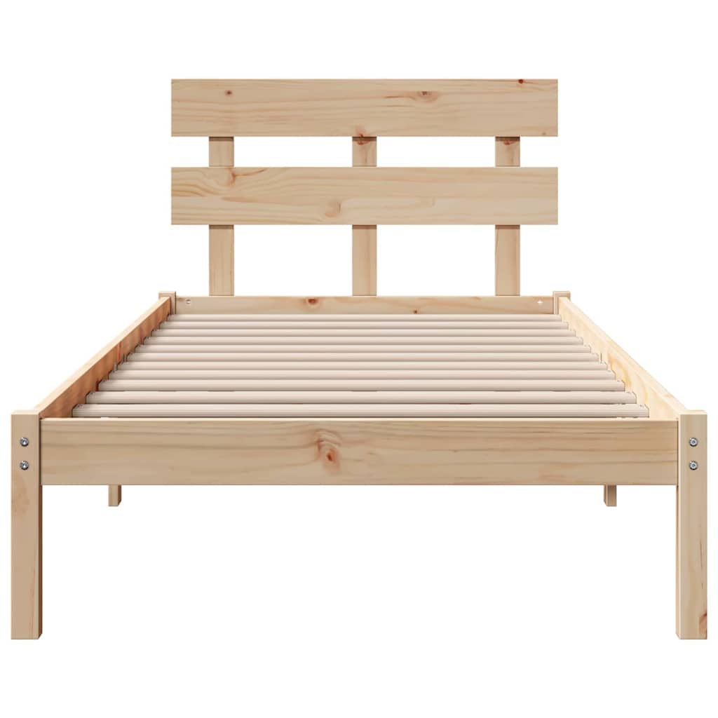vidaXL Bed Frame with Headboard Brown 100 x 200 cm Solid Pine wood