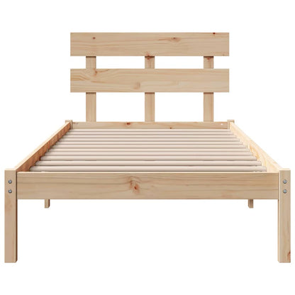 vidaXL Bed Frame with Headboard Brown 100 x 200 cm Solid Pine wood