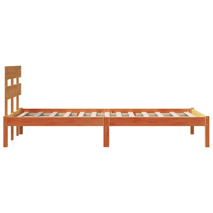 vidaXL Bed Frame with Headboard Brown 100 x 200 cm Solid Pine wood