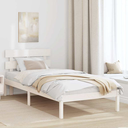 vidaXL Bed Frame with Headboard White 90 x 190 cm Solid Pine wood