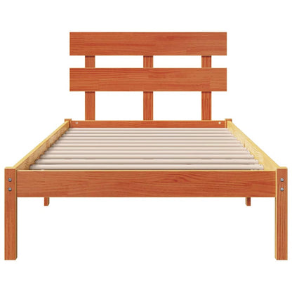 vidaXL Bed Frame with Headboard Brown 75 x 190 cm Solid Pine wood