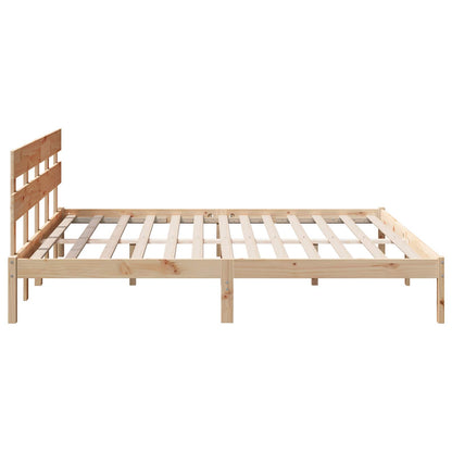 vidaXL Bed Frame with Headboard Brown 200 x 200 cm Solid Pine wood