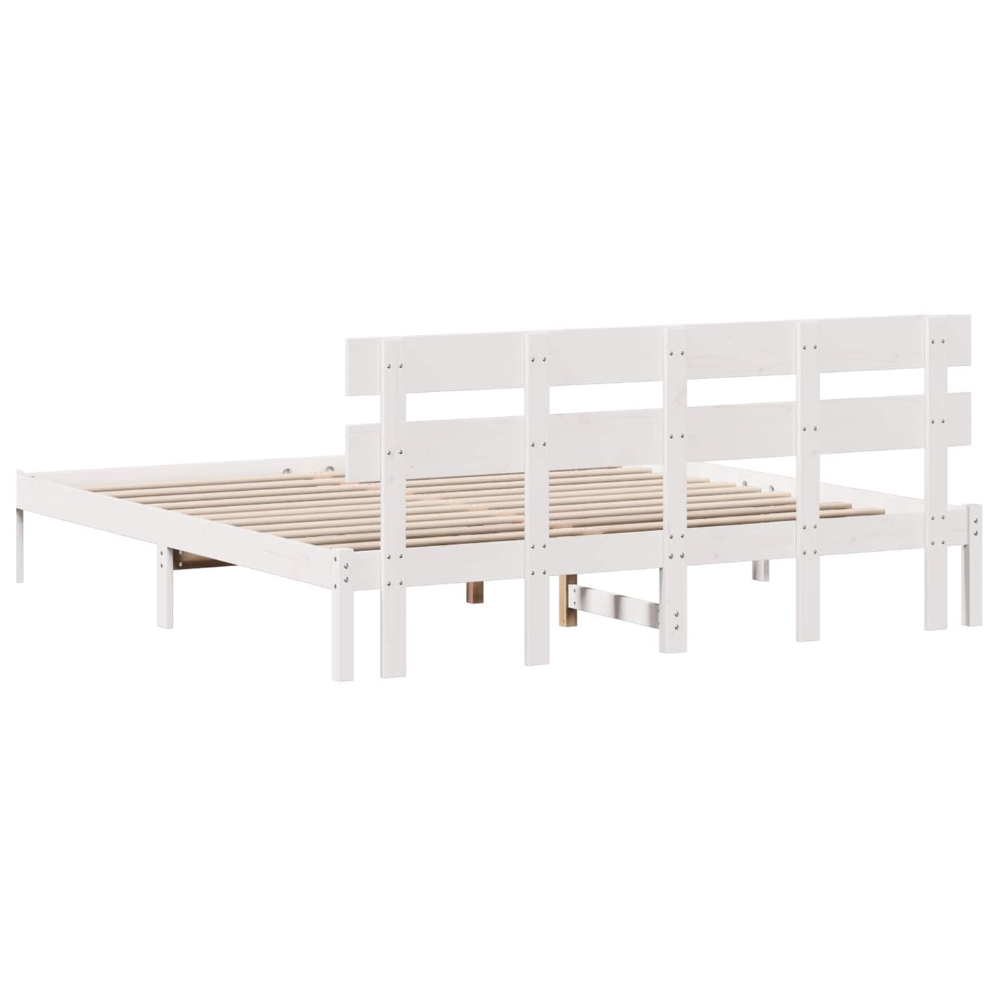 vidaXL Bed Frame with Headboard White 200 x 200 cm Solid Pine wood