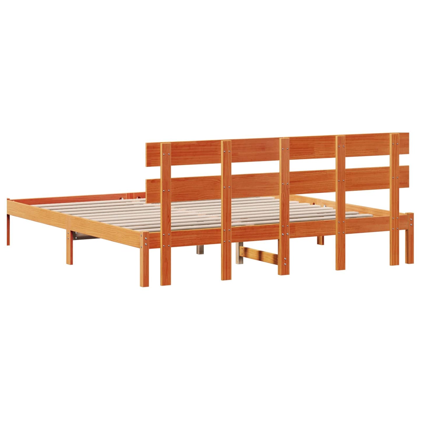 vidaXL Bed Frame with Headboard Brown 200 x 200 cm Solid Pine wood