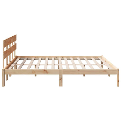 vidaXL Bed Frame with Headboard Brown 180 x 200 cm Solid Pine wood