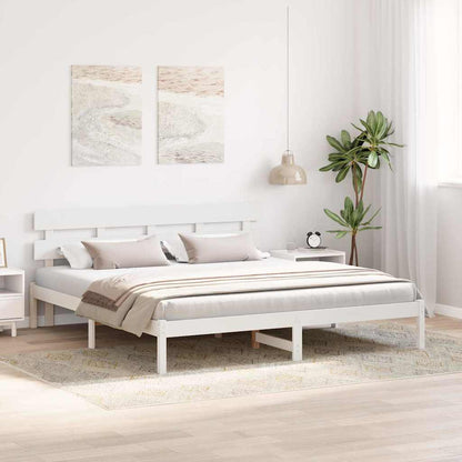 vidaXL Bed Frame with Headboard White 180 x 200 cm Solid Pine wood