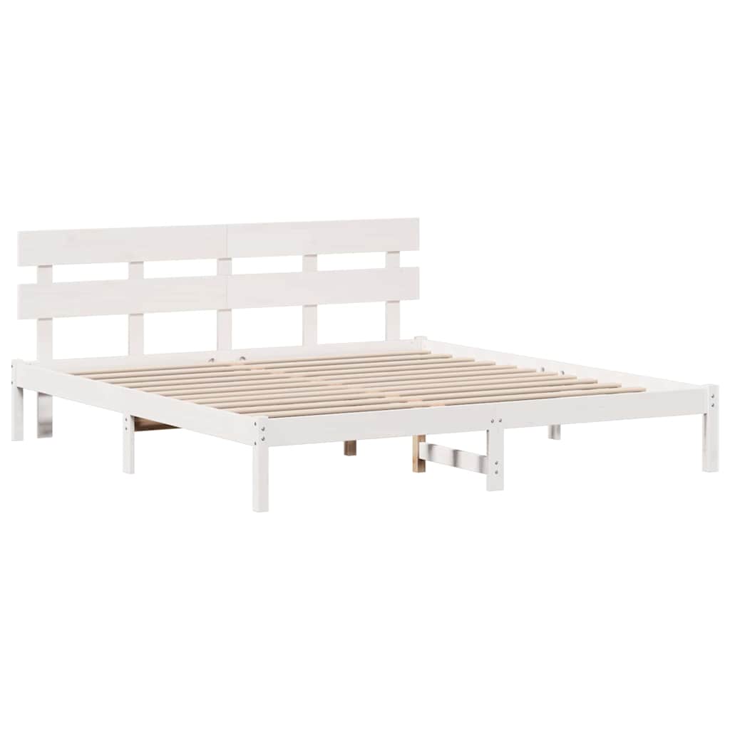 vidaXL Bed Frame with Headboard White 180 x 200 cm Solid Pine wood