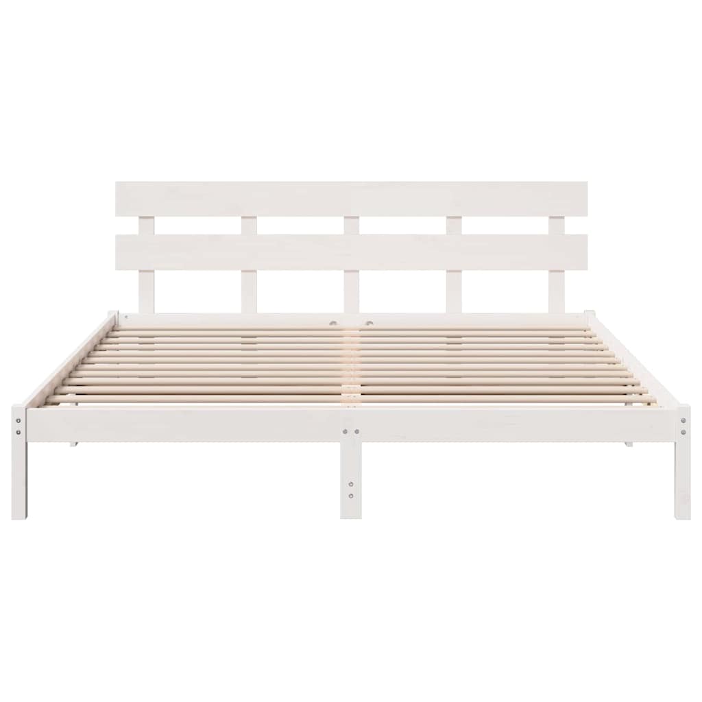 vidaXL Bed Frame with Headboard White 180 x 200 cm Solid Pine wood