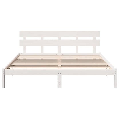 vidaXL Bed Frame with Headboard White 180 x 200 cm Solid Pine wood