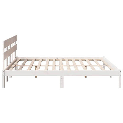 vidaXL Bed Frame with Headboard White 180 x 200 cm Solid Pine wood