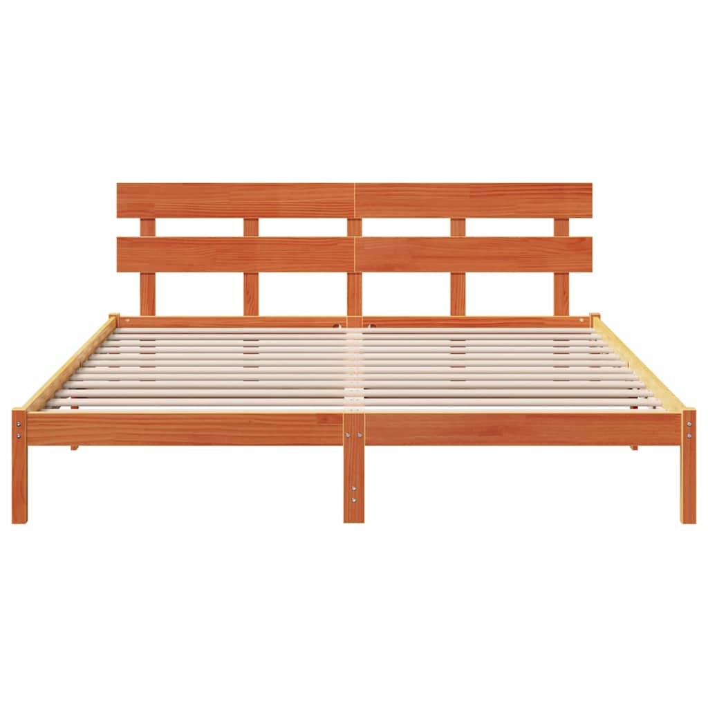 vidaXL Bed Frame with Headboard Brown 180 x 200 cm Solid Pine wood