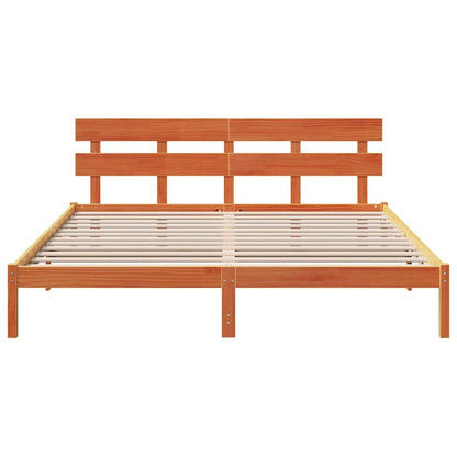 vidaXL Bed Frame with Headboard Brown 180 x 200 cm Solid Pine wood