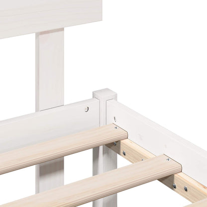 vidaXL Bed Frame with Headboard White 150 x 200 cm Solid Pine wood