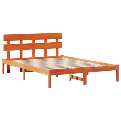 vidaXL Bed Frame with Headboard Brown 150 x 200 cm Solid Pine wood